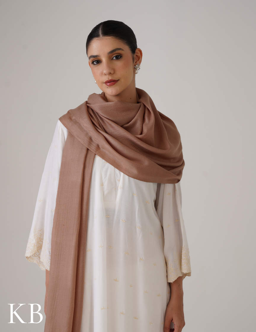 Natural Solid Woollen Shawl | Minimal & Versatile - Kashmir Box