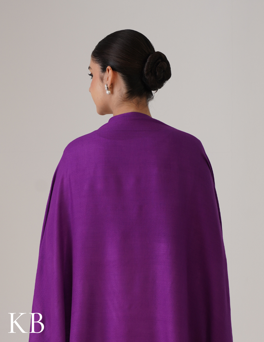 Violet Solid Woollen Shawl | Subtle Statement Wrap - Kashmir Box