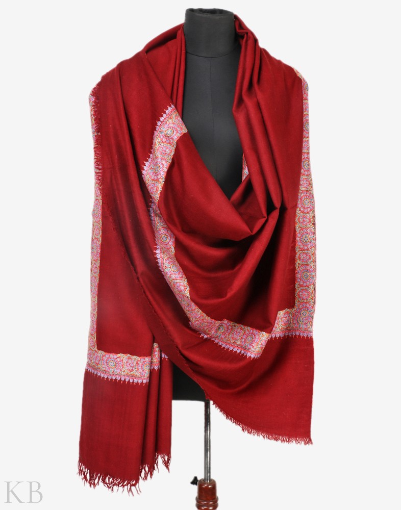 Neemdorr Maroon Pashmina Shawl - Kashmir Box