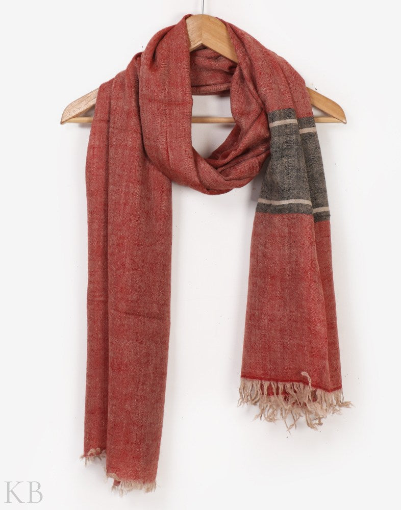 Rosewood Grey Stripped Pashmina Stole - KashmirBox.com