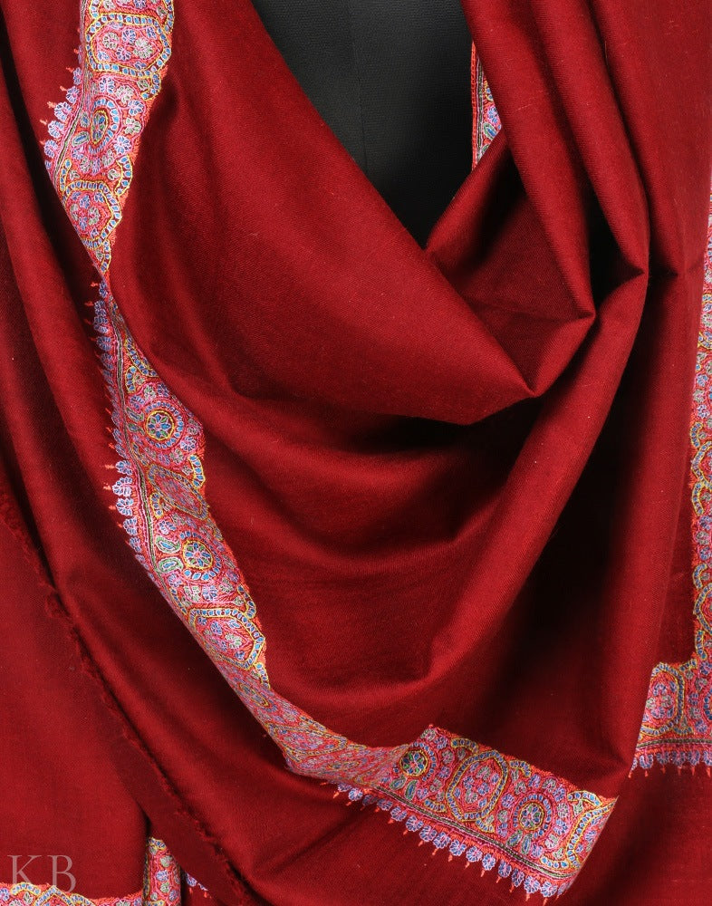 Neemdorr Maroon Pashmina Shawl - Kashmir Box