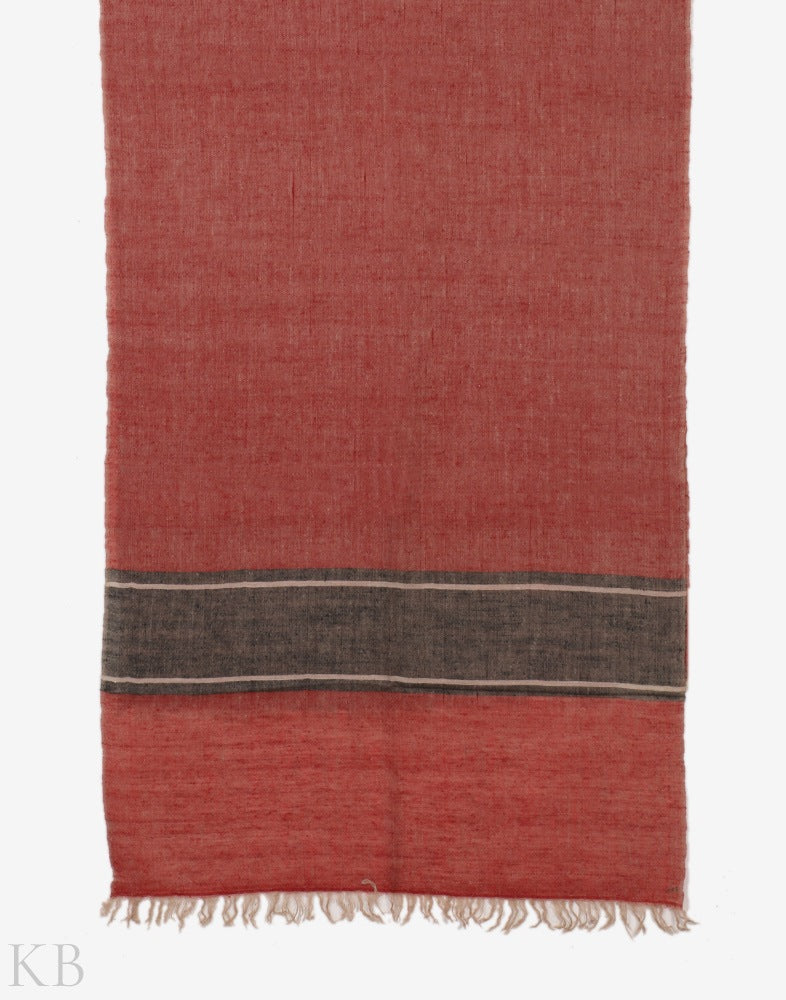 Rosewood Grey Stripped Pashmina Stole - KashmirBox.com