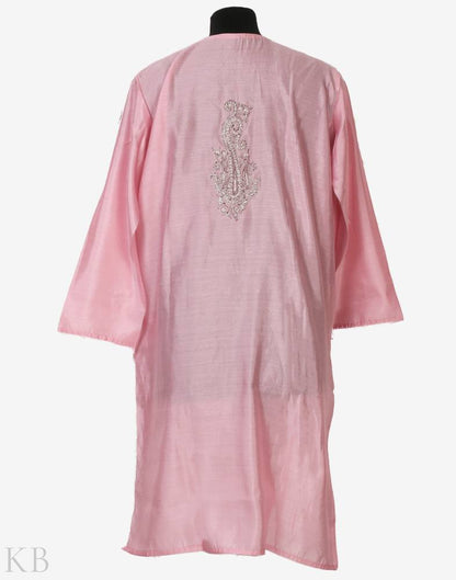 Pink Tilla Embroidered Silk Suit - KashmirBox.com