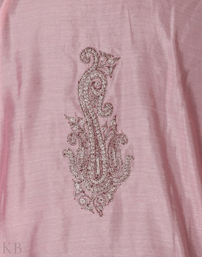 Pink Tilla Embroidered Silk Suit - KashmirBox.com