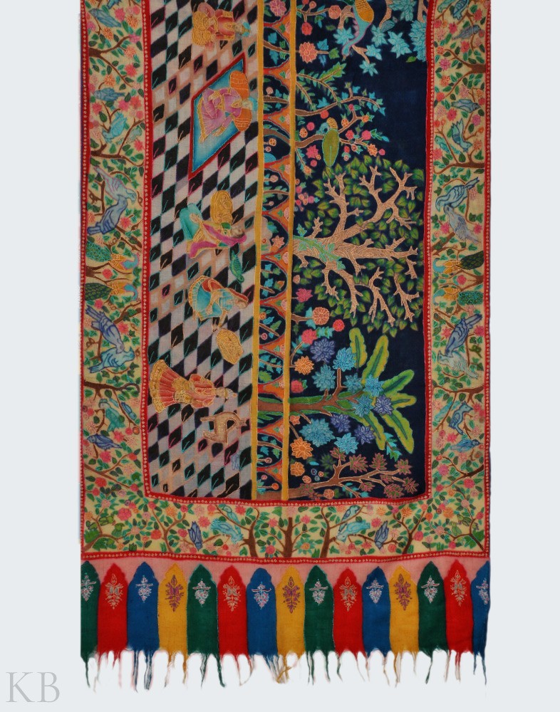 Darbar E Kalamkaari Pashmina Stole - Kashmir Box