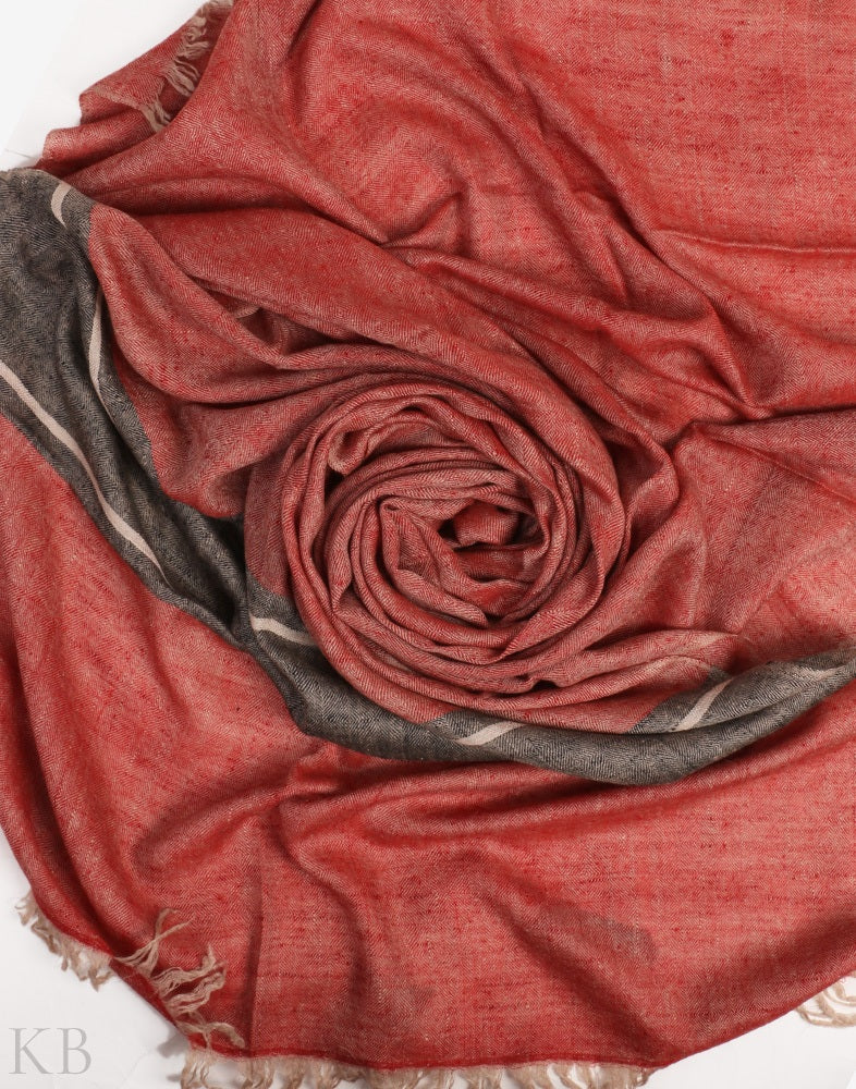 Rosewood Grey Stripped Pashmina Stole - KashmirBox.com