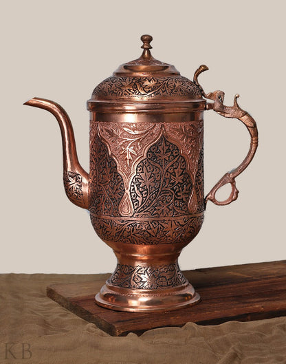 Mughal Kandkaari Copper Jug Set - KashmirBox.com