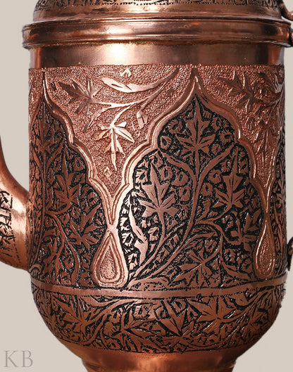 Mughal Kandkaari Copper Jug Set - KashmirBox.com