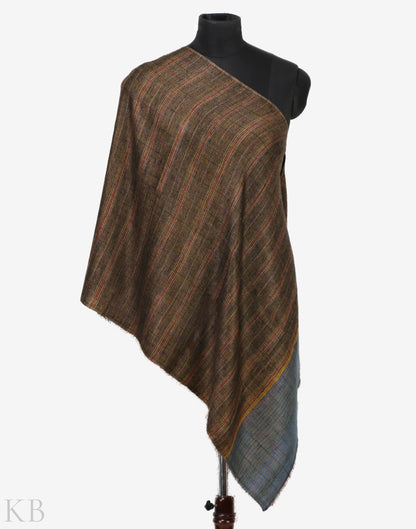 Mustard Grey Reversible Pashmina Stole - Kashmir Box