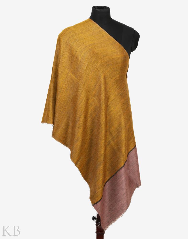 Mustard Grey Reversible Pashmina Stole - Kashmir Box