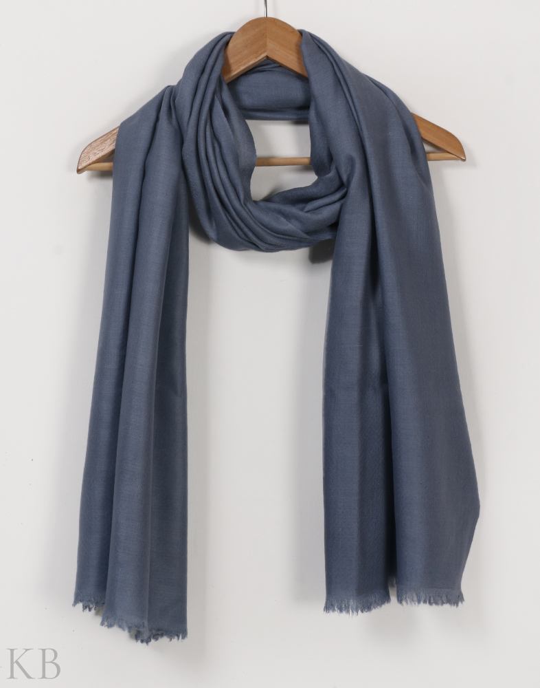 Stone Gray Plain Cashmere Pashmina Stole - KashmirBox.com