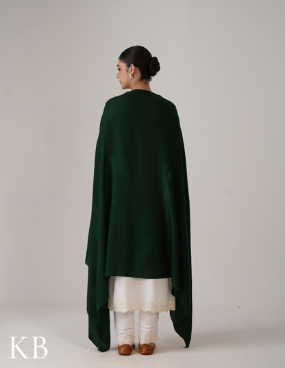 Forest Green Solid Woollen Shawl | Classic Everyday Wrap - Kashmir Box