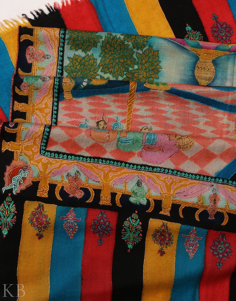 Ramleela Kalamkaari Pashmina Stole - Kashmir Box