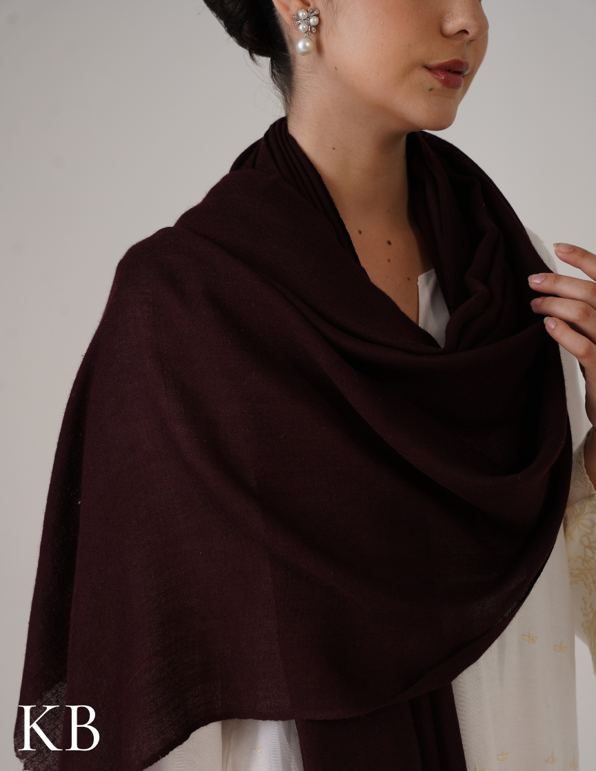 Mahogany Chocolate Brown Solid Woollen Shawl | Warm &amp; Versatile - Kashmir Box