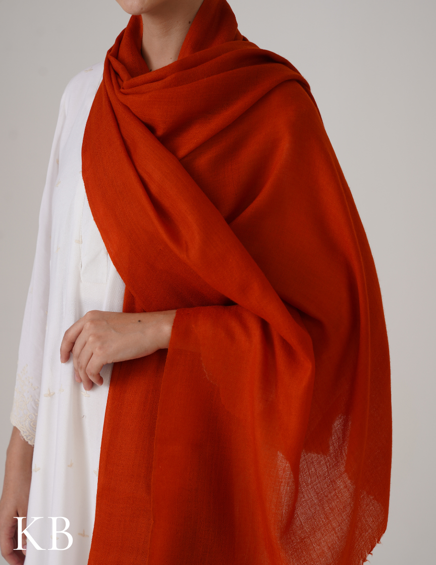 Scarlet Red Solid Woollen Shawl | Bright Winter Classic
