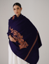 Royal Blue Woollen Shawl with Tilla Work | Subtle Festive Shine - Kashmir Box