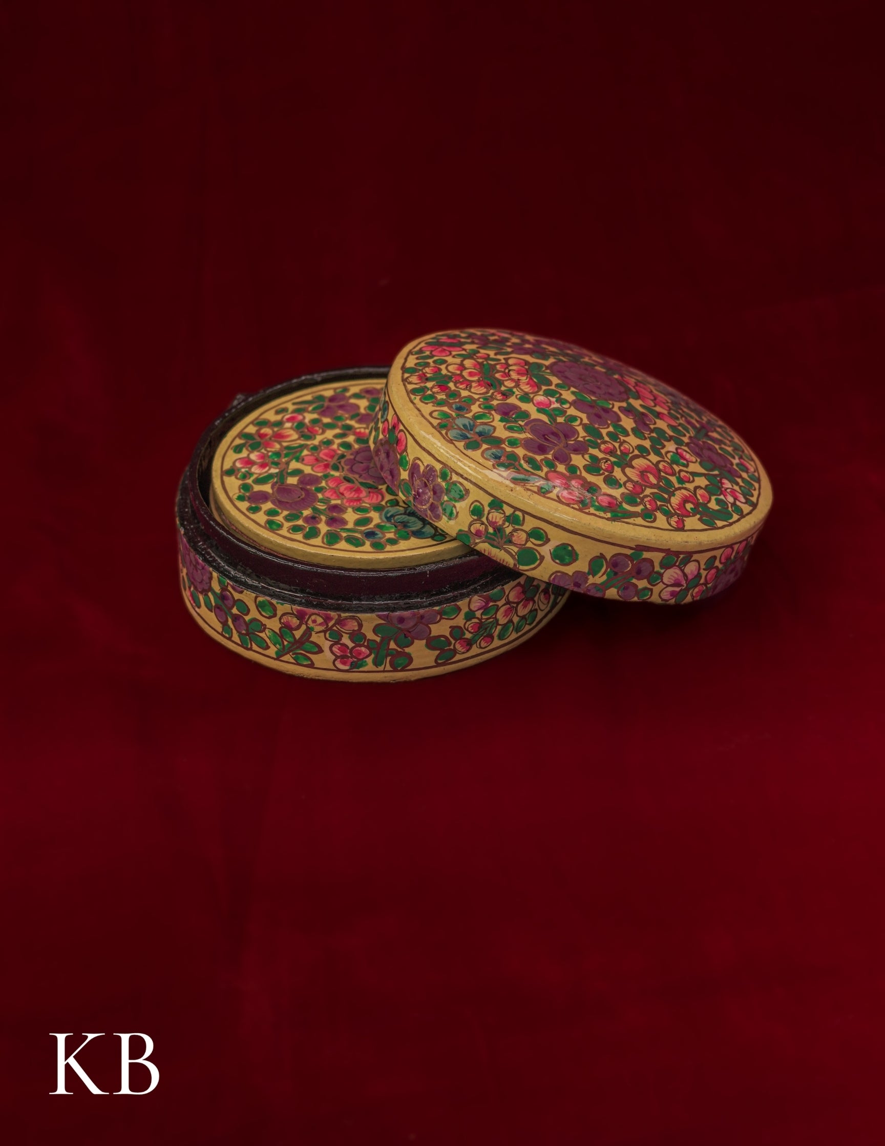 Kashmiri Papier Mâché Round Coaster Set – Hand-Painted Yellow Floral (Set of 6) | Artisan-Made | Handcrafted Heritage