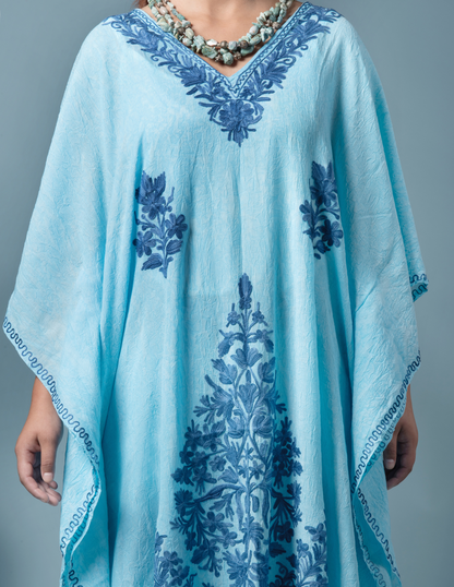Wast E Chinar Aari Embroidered Summer Cotton Kaftan - Kashmir Box