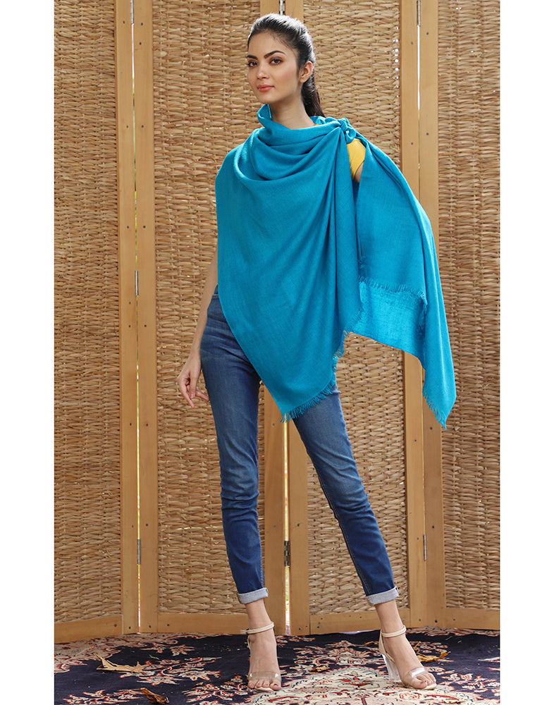 Ferozi Solid Cashmere Stole - KashmirBox.com