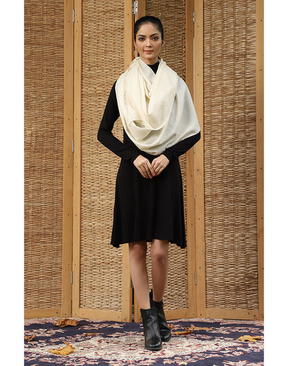 Pure Cashmere Pashmina Off White Stole - KashmirBox.com