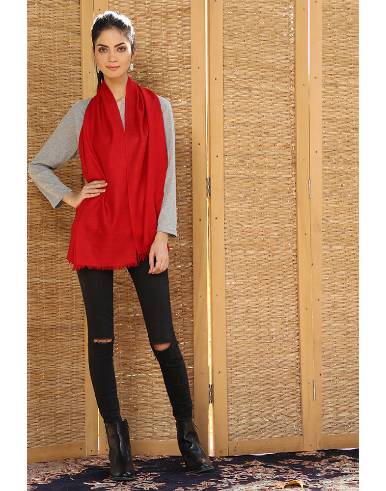 Candy Red Solid Cashmere Scarf - KashmirBox.com