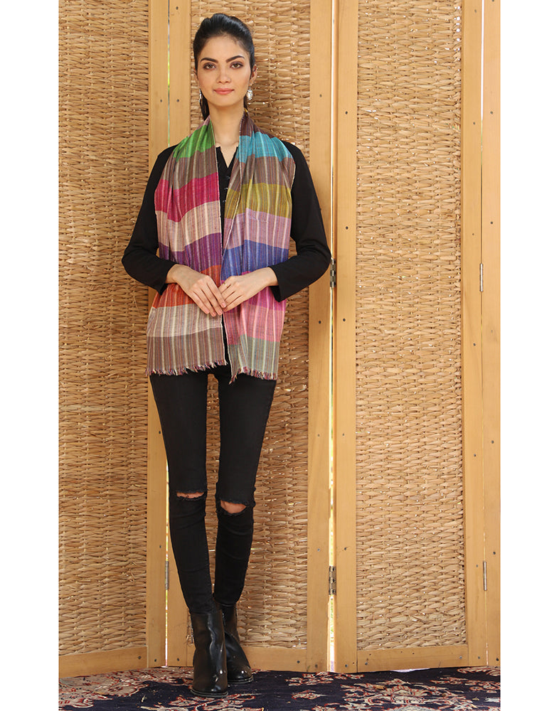 Colored Stripped Cashmere Scarf - KashmirBox.com