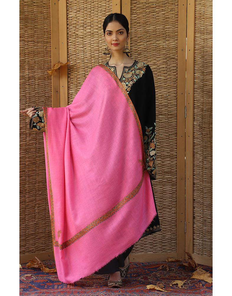 Pink Hashidaar Sozni Pashmina Shawl - KashmirBox.com