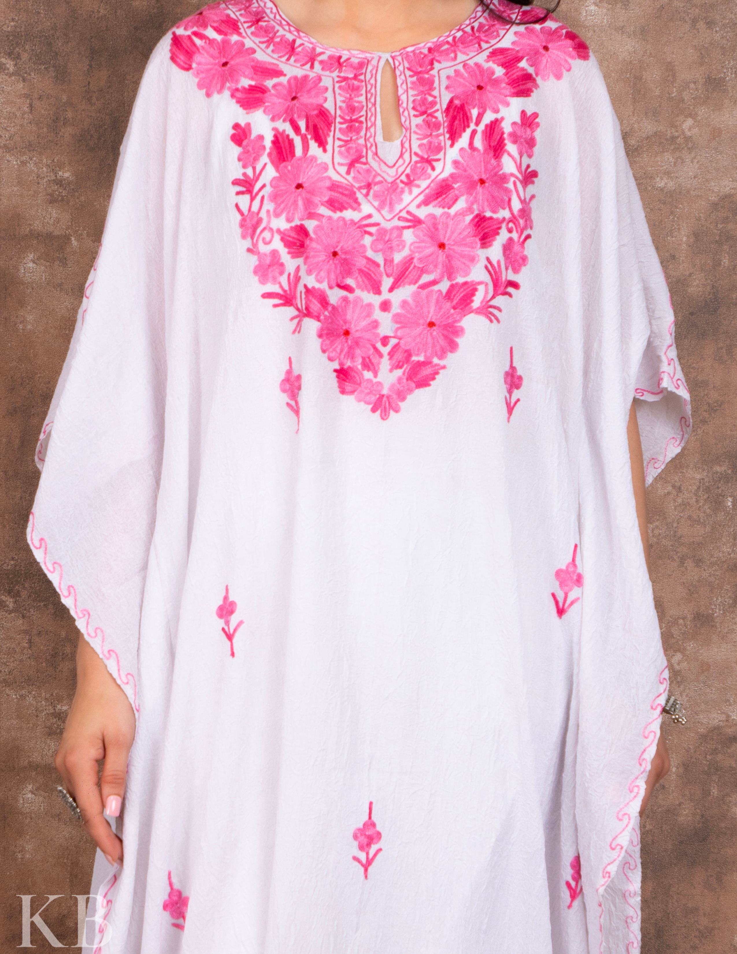 Gulaab Naal White Embroidered Kaftan