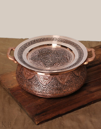 Vine Designed Copper Handi Set - KashmirBox.com