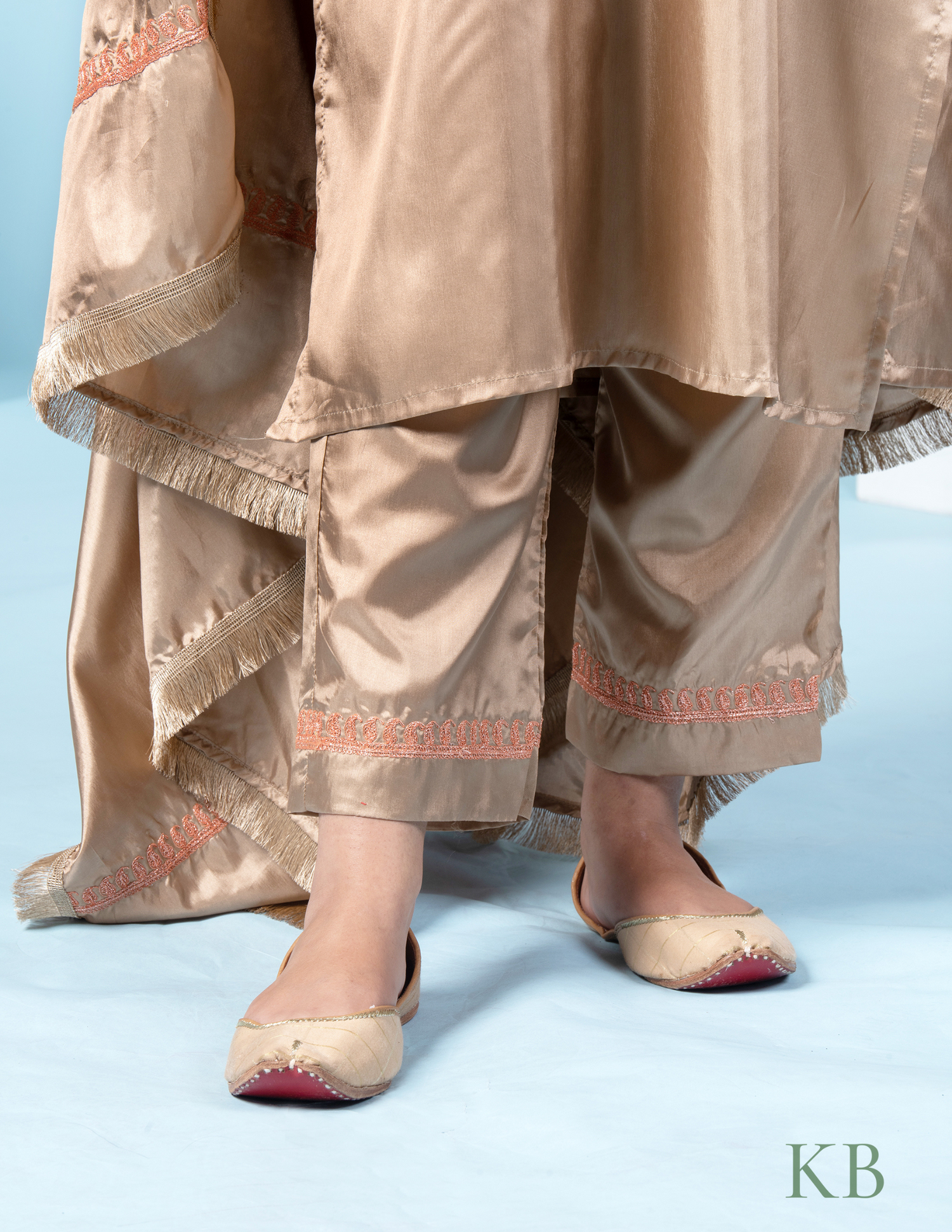 Ibtida Tilla Embroidered Golden Silk Suit with 2.5 Meters Dupatta - Kashmir Box