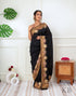 Gold Aari Border Black Silk Saree - Kashmir Box