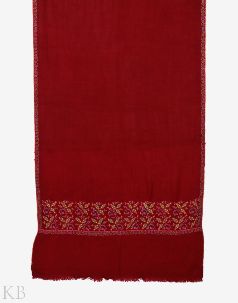 Palla Embroidered Maroon Pashmina Stole - KashmirBox.com