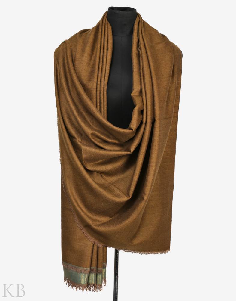 Caramel Mustard Reversible Pashmina Shawl - KashmirBox.com