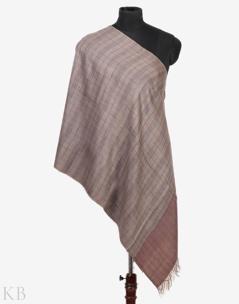 Grey Blue Reversible Pashmina Stole - Kashmir Box