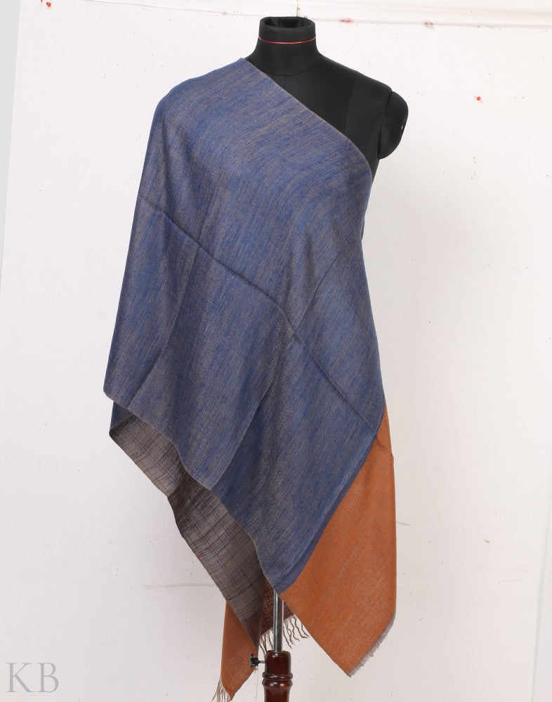 Grey Blue Reversible Pashmina Stole - Kashmir Box