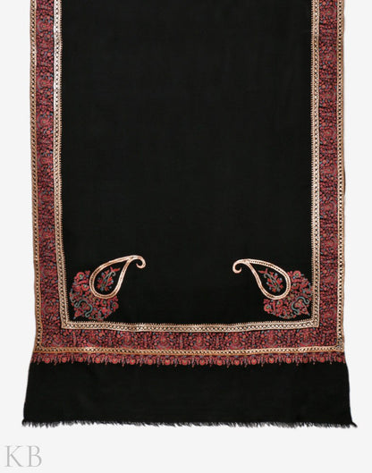 Black Embroidered Doordaar Cashmere Shawl - Kashmir Box