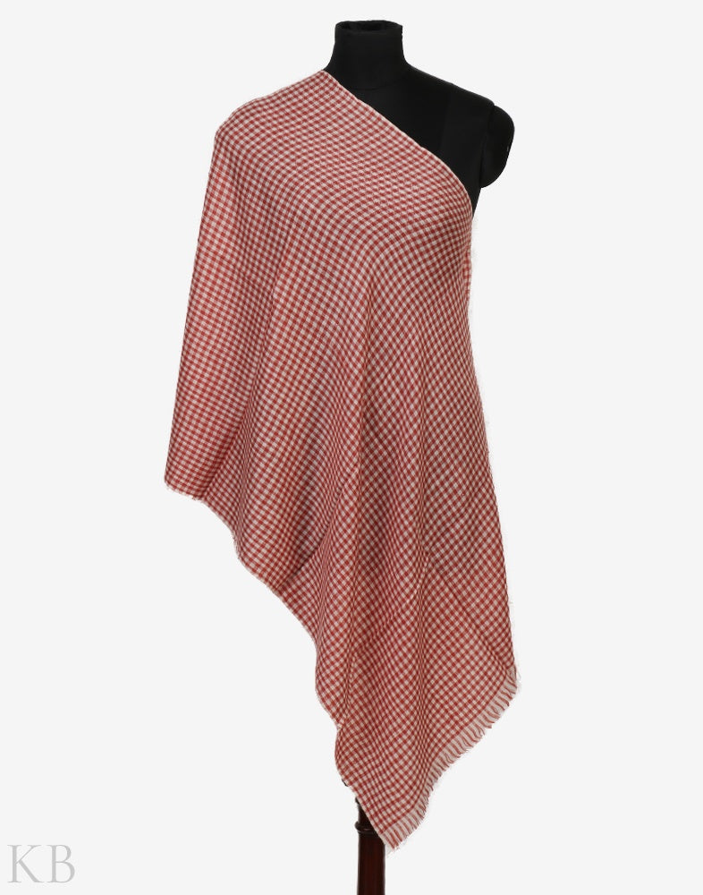 Gingham Design Pashmina Stole - Kashmir Box