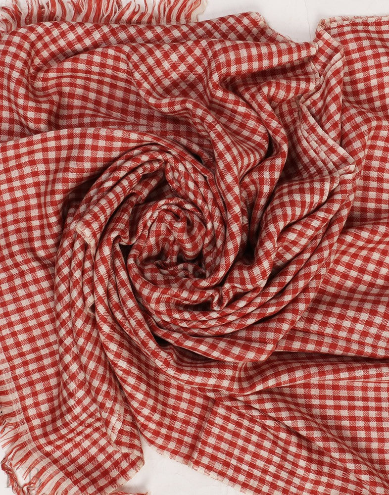 Gingham Design Pashmina Stole - Kashmir Box