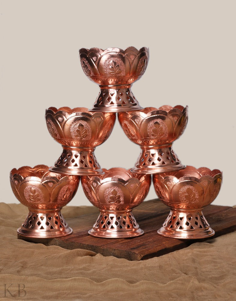 Classical Copper Ice-Cream Bowls(Set of 6) - KashmirBox.com