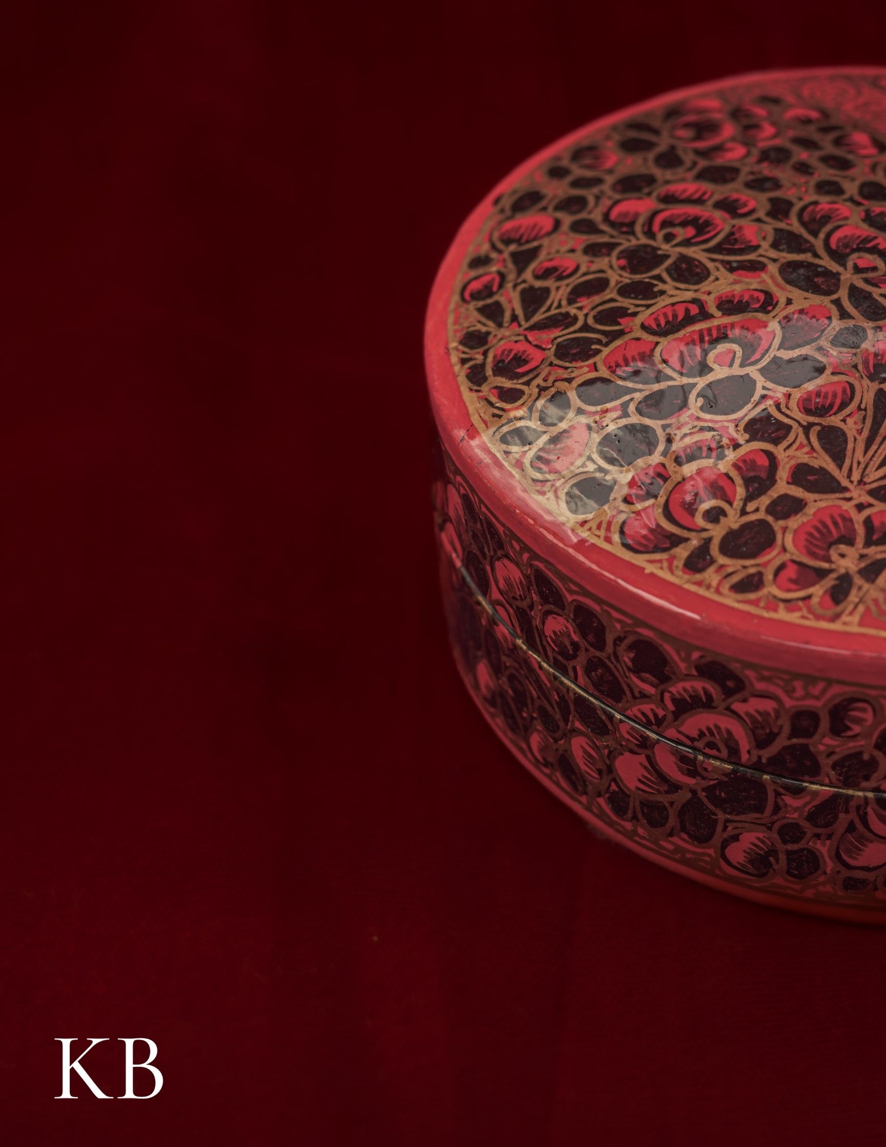 Kashmiri Papier Mâché Round Coaster Set – Hand-Painted Red Floral (Set of 6) | Artisan-Made | Handcrafted Heritage