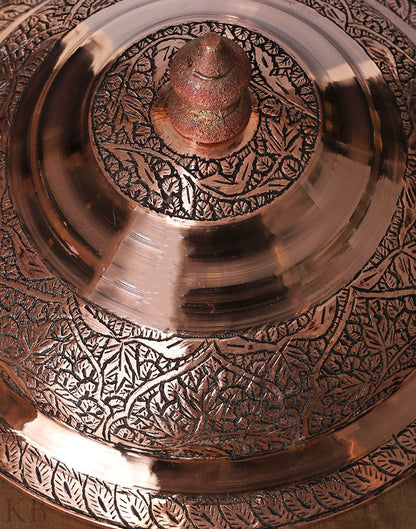 Elite Charm Copper Plate With Lid - KashmirBox.com