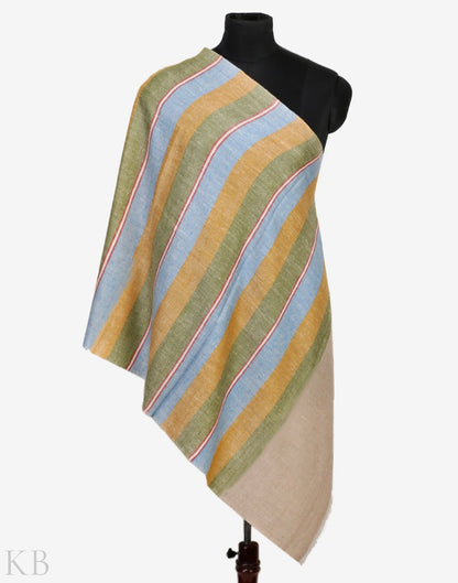 Tri Colored Stripped Cashmere Stole - Kashmir Box