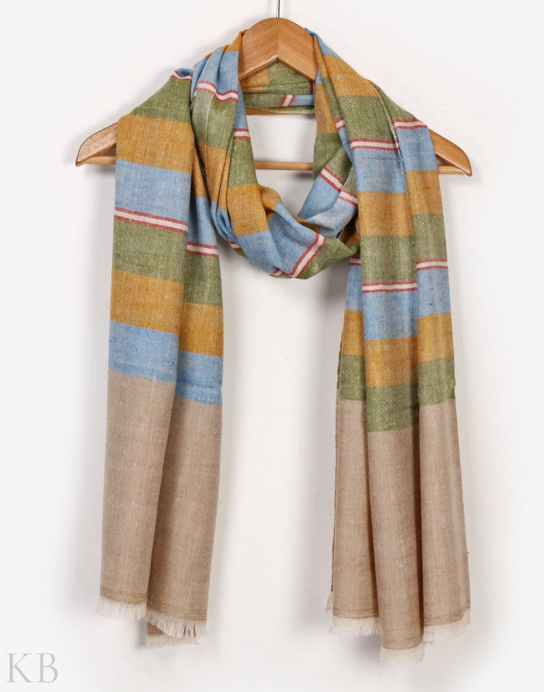 Tri Colored Stripped Cashmere Stole - Kashmir Box