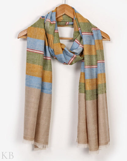 Tri Colored Stripped Cashmere Stole - Kashmir Box