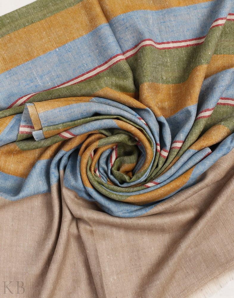 Tri Colored Stripped Cashmere Stole - Kashmir Box