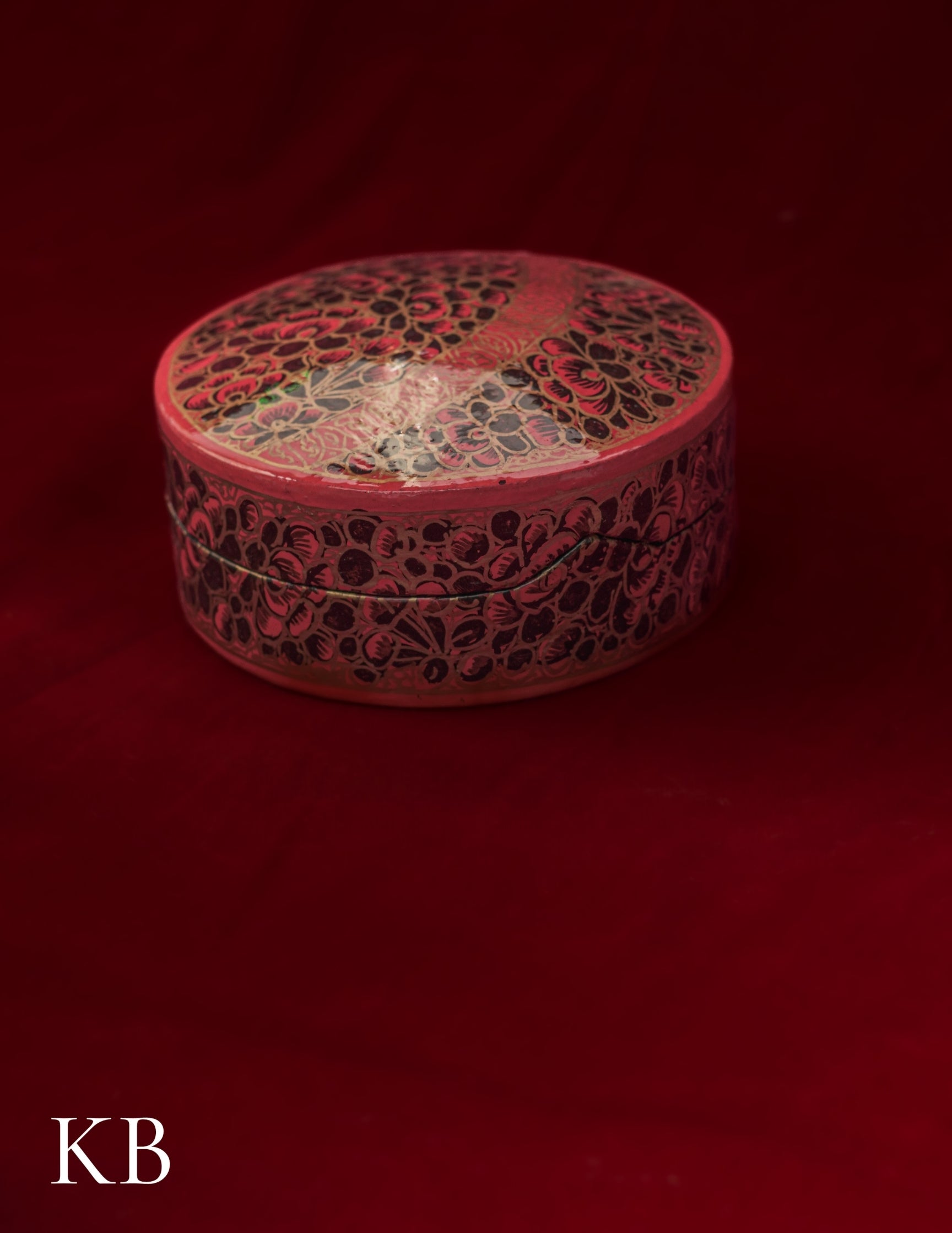 Kashmiri Papier Mâché Round Coaster Set – Hand-Painted Red Floral (Set of 6) | Artisan-Made | Handcrafted Heritage