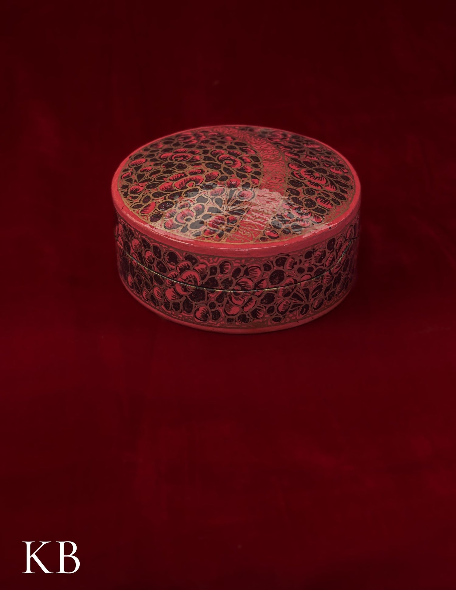 Kashmiri Papier Mâché Round Coaster Set – Hand-Painted Red Floral (Set of 6) | Artisan-Made | Handcrafted Heritage