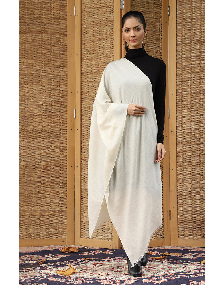 Pure Cashmere Pashmina Off White Stole - KashmirBox.com