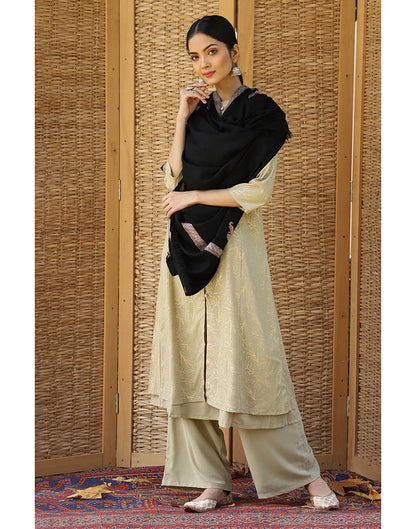 Surmayi Sozni Hashidaar Pashmina Shawl - KashmirBox.com