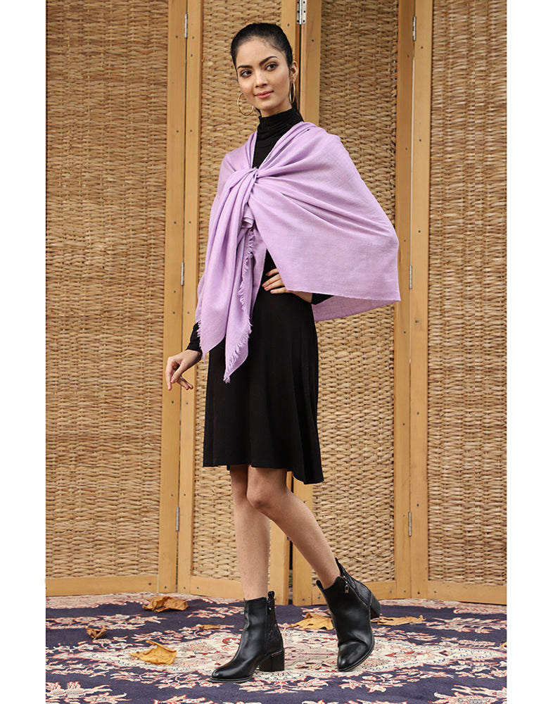 Lavender Solid Cashmere Stole - KashmirBox.com